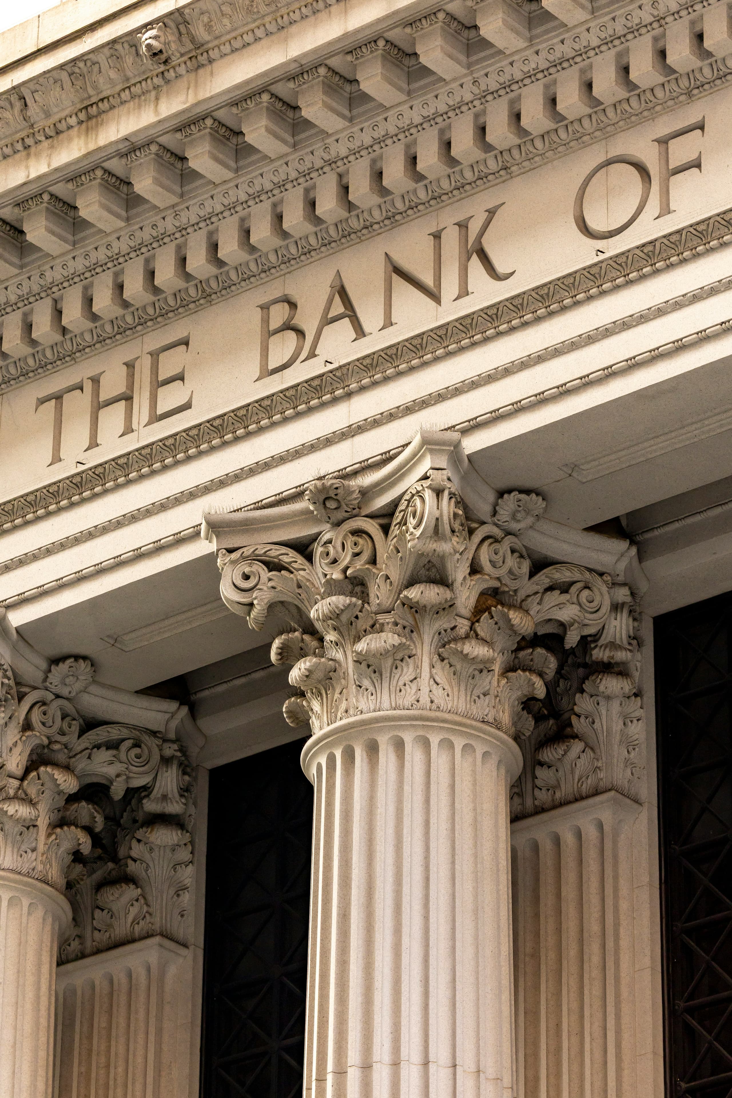 Classical bank building facade